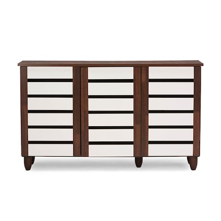 Baxton Studio Gisela Oak and White 2-tone Shoe Cabinet With 3 Doors 118-6519